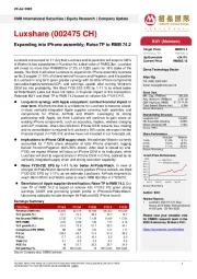 Expanding into iPhone assembly; Raise TP to RMB 74.2