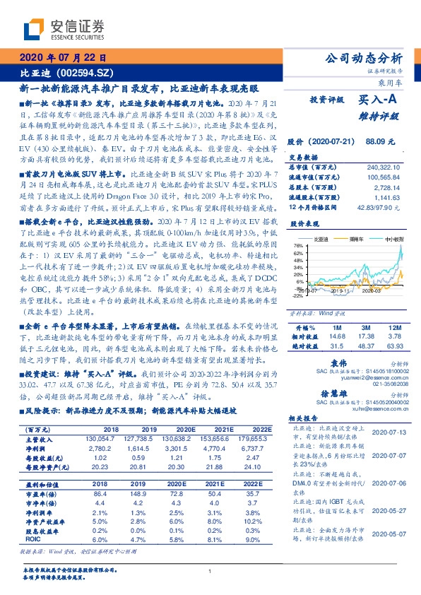 新一批新能源汽车推广目录发布，比亚迪新车表现亮眼
