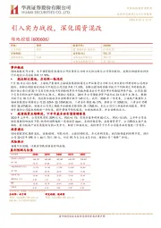 引入实力战投，深化国资混改