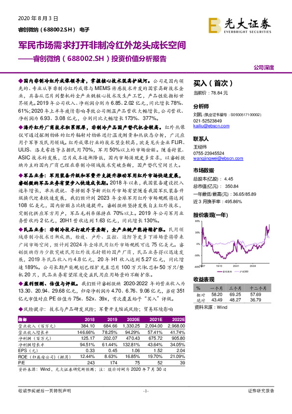 投资价值分析报告：军民市场需求打开非制冷红外龙头成长空间