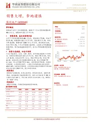 销售大增，拿地谨慎