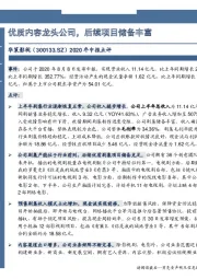 2020年中报点评：优质内容龙头公司，后续项目储备丰富