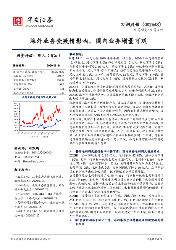 海外业务受疫情影响，国内业务增量可观