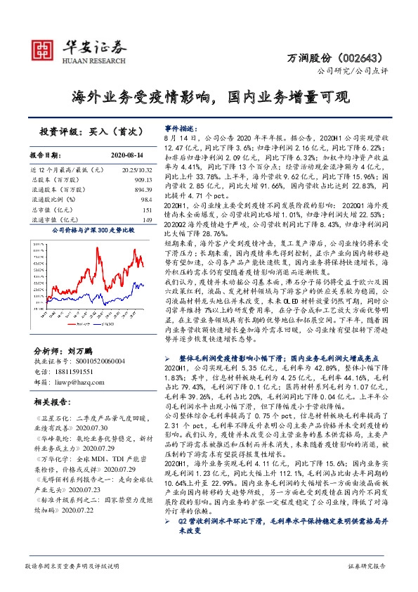 海外业务受疫情影响，国内业务增量可观