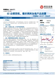 中报点评：Q2业绩亮眼，看好高附加值产品放量