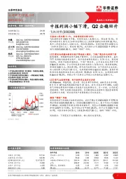 中报利润小幅下滑，Q2企稳回升