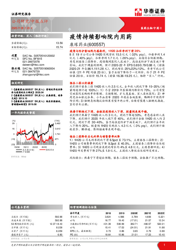 疫情持续影响院内用药