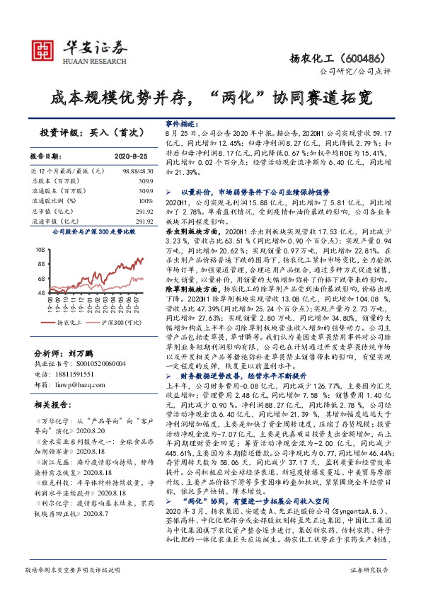 成本规模优势并存，“两化”协同赛道拓宽
