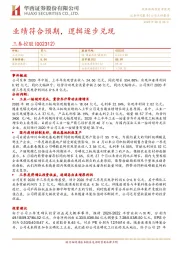 业绩符合预期，逻辑逐步兑现