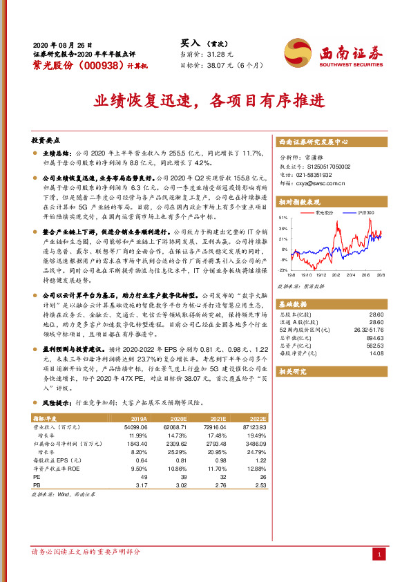 业绩恢复迅速，各项目有序推进