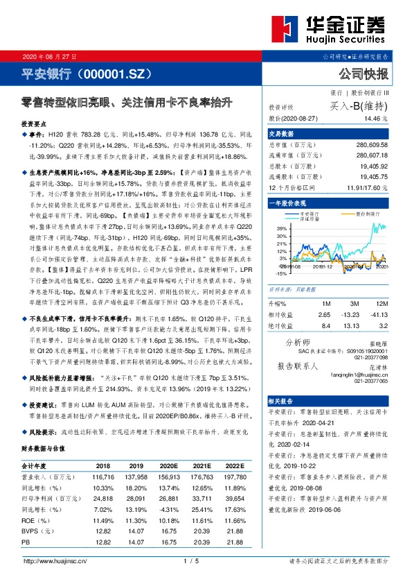 零售转型依旧亮眼、关注信用卡不良率抬升