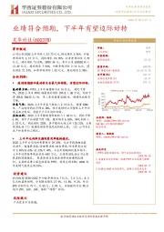 业绩符合预期，下半年有望边际好转