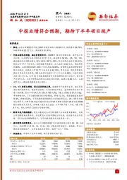 中报业绩符合预期，期待下半年项目投产