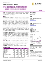 2020年半年报点评：20Q2业绩明显改善，积极布局高端制剂