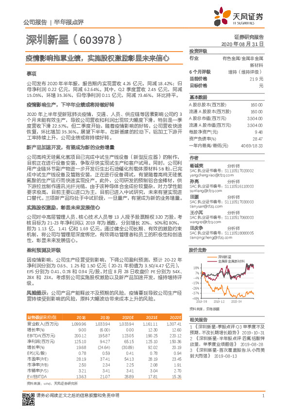 疫情影响拖累业绩，实施股权激励彰显未来信心