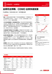 半年报点评:业绩符合预期,CDMO业务快速发展