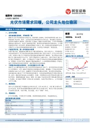 光伏市场需求回暖，公司龙头地位稳固