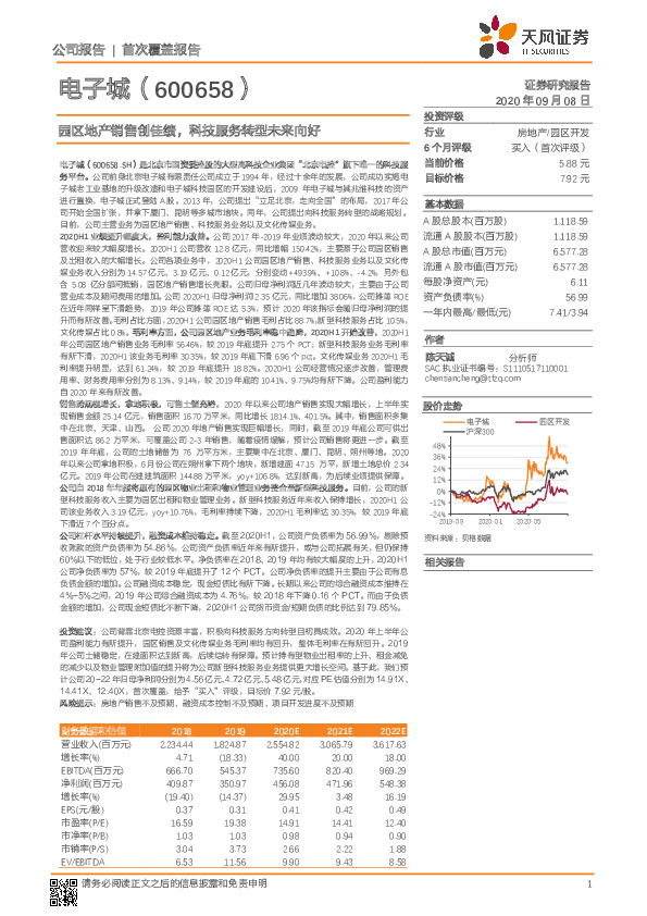 园区地产销售创佳绩，科技服务转型未来向好