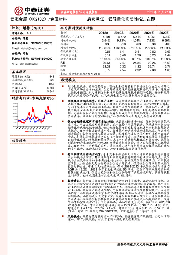 肩负重任，镁轻量化实质性推进在即