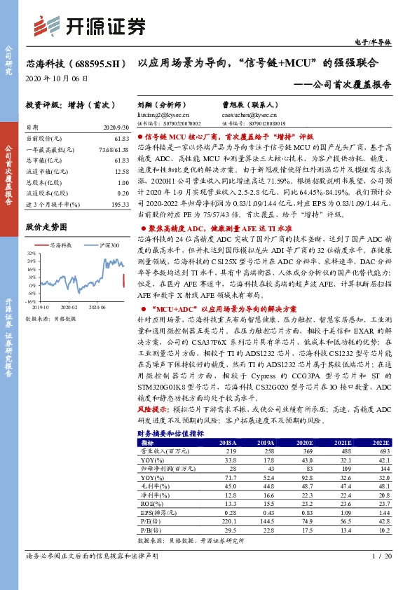 公司首次覆盖报告：以应用场景为导向，“信号链+MCU”的强强联合