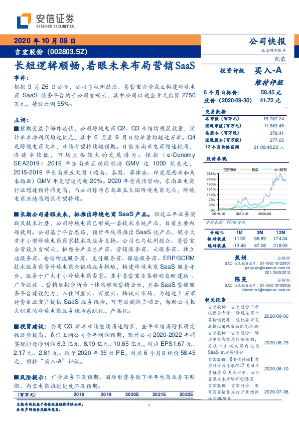 长短逻辑顺畅，着眼未来布局营销SaaS