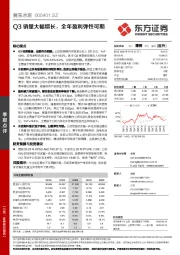 Q3销量大幅增长，全年盈利弹性可期