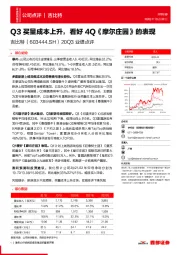 20Q3业绩点评：Q3买量成本上升，看好4Q《摩尔庄园》的表现