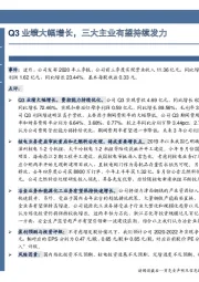 Q3业绩大幅增长，三大主业有望持续发力