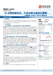 2020年三季报点评：Q3业绩短期承压，不改冰鲜长期成长逻辑