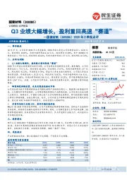 2020年三季报点评：Q3业绩大幅增长，盈利重回高速“赛道”