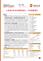 2020年三季报点评：三季度扣非后利润增20%，产品销量增长