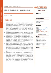 2020年三季报点评：持续推动业务优化，补贴逐步到位