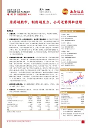 原药端熊市,制剂端发力,公司逆势博取佳绩