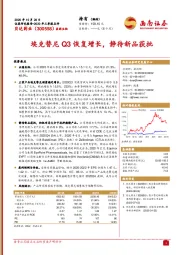 2020年三季报点评:埃克替尼Q3恢复增长,静待新品获批