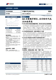 2020年三季报点评：Q3业绩稳步增长，后补贴时代龙头加快布局