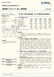 Q3收入增长超预期，Q4有望保持快速增长