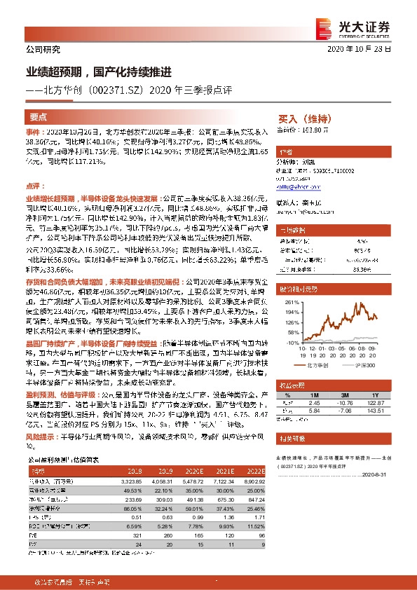 2020年三季报点评：业绩超预期，国产化持续推进