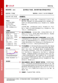 2020年三季报点评:盈利略低于预期,期间费用增长限制盈利释放