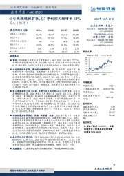 公司规模稳健扩张，Q3净利润大幅增长62%