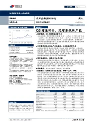 2020年三季报点评：Q3增速回升，定增募投新产能