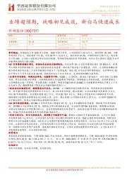 业绩超预期，战略初见成效，新白马快速成长