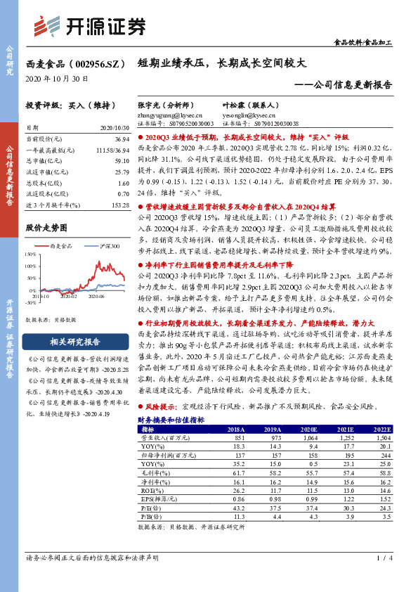 公司信息更新报告：短期业绩承压，长期成长空间较大