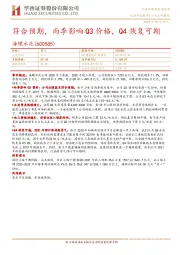 符合预期，雨季影响Q3价格，Q4恢复可期
