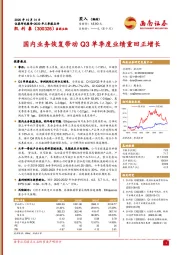 国内业务恢复带动Q3单季度业绩重回正增长