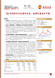 Q3利润承压不改增长本色，经营改善成长可期