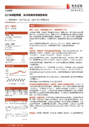 2020年三季报点评:Q3业绩超预期,关注电商旺季销售表现
