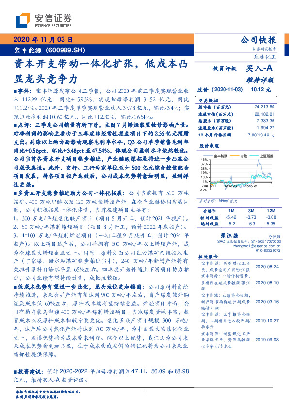 资本开支带动一体化扩张，低成本凸显龙头竞争力