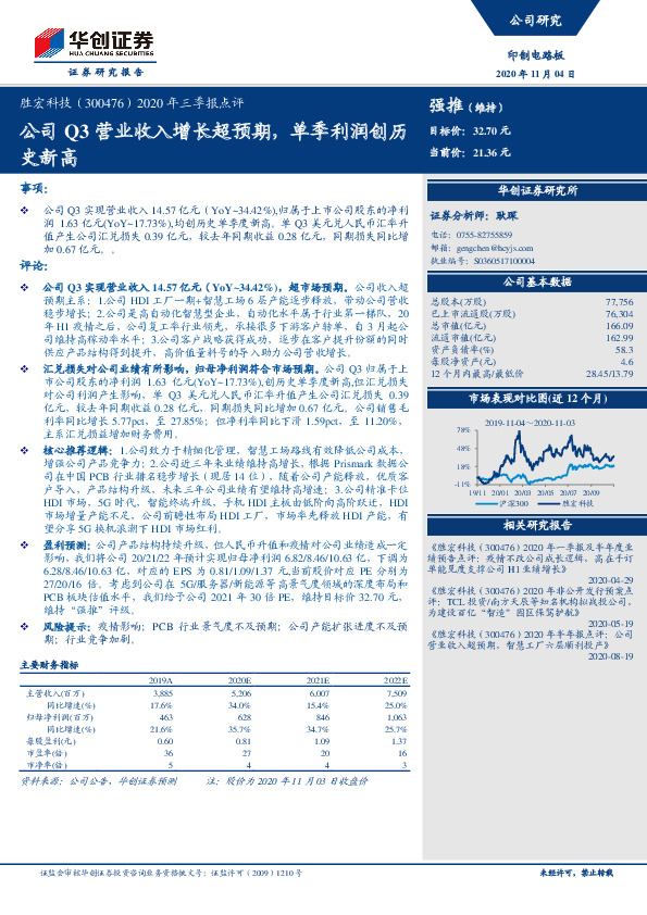2020年三季报点评：公司Q3营业收入增长超预期，单季利润创历史新高