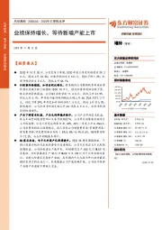 2020年三季报点评：业绩保持增长，等待新增产能上市