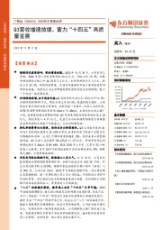 2020年三季报点评：Q3营收增速放缓，蓄力“十四五”高质量发展